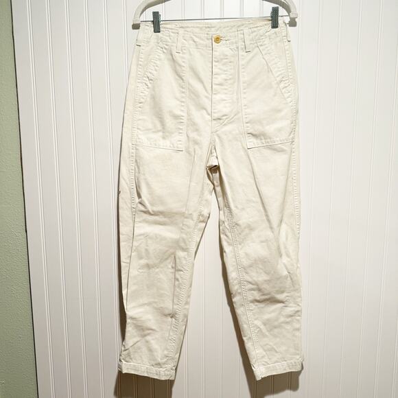 Imogene Willie Palmore Military Pants Cream Button Fly Size Medium - Picture 2 of 9